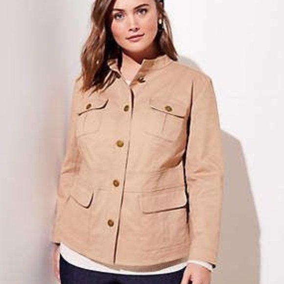 LOFT Jackets & Blazers - LOFT Twill Utility Jacket, Plus Size 16